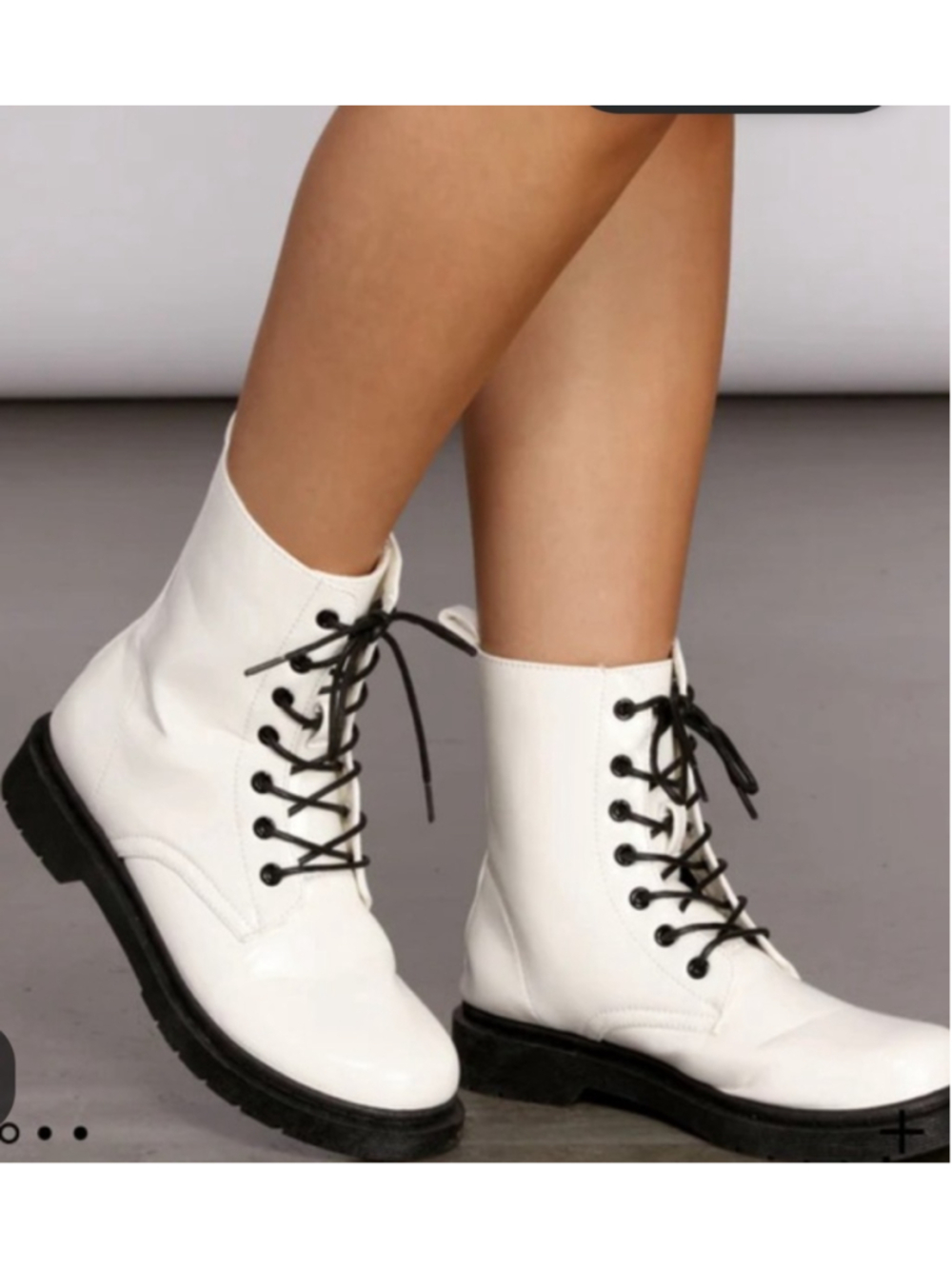 Seven Dials Tamika Chunky Combat Boots Lug Sole Womens Size 7.5 White Lace Up